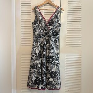 Elegant Black and White Floral Dress